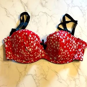 Cacique red and white stars balconette bra 38DD good condition